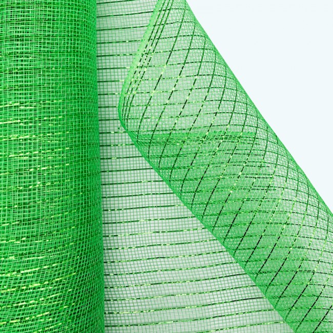 Glitter Striped Deco Mesh Roll | 21" x 10y | Moss
